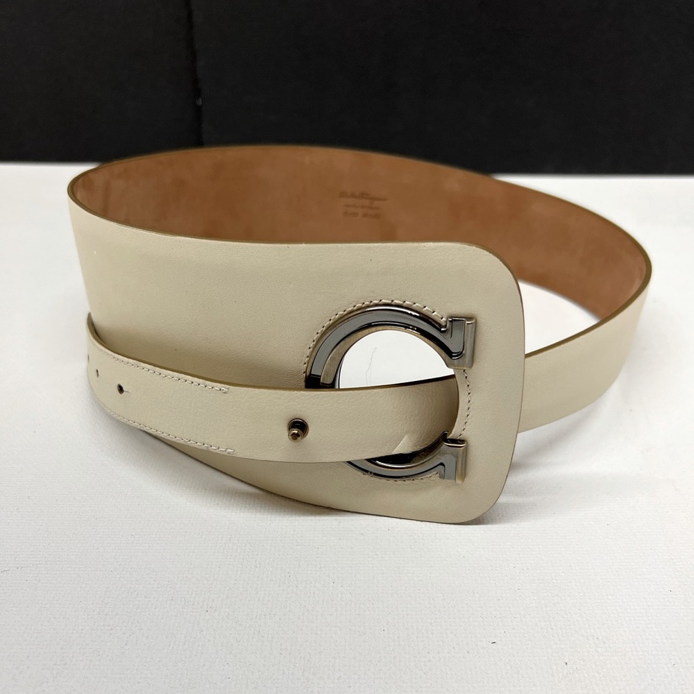 Salvatore Ferragamo cream Leather wide belt. Never worn.